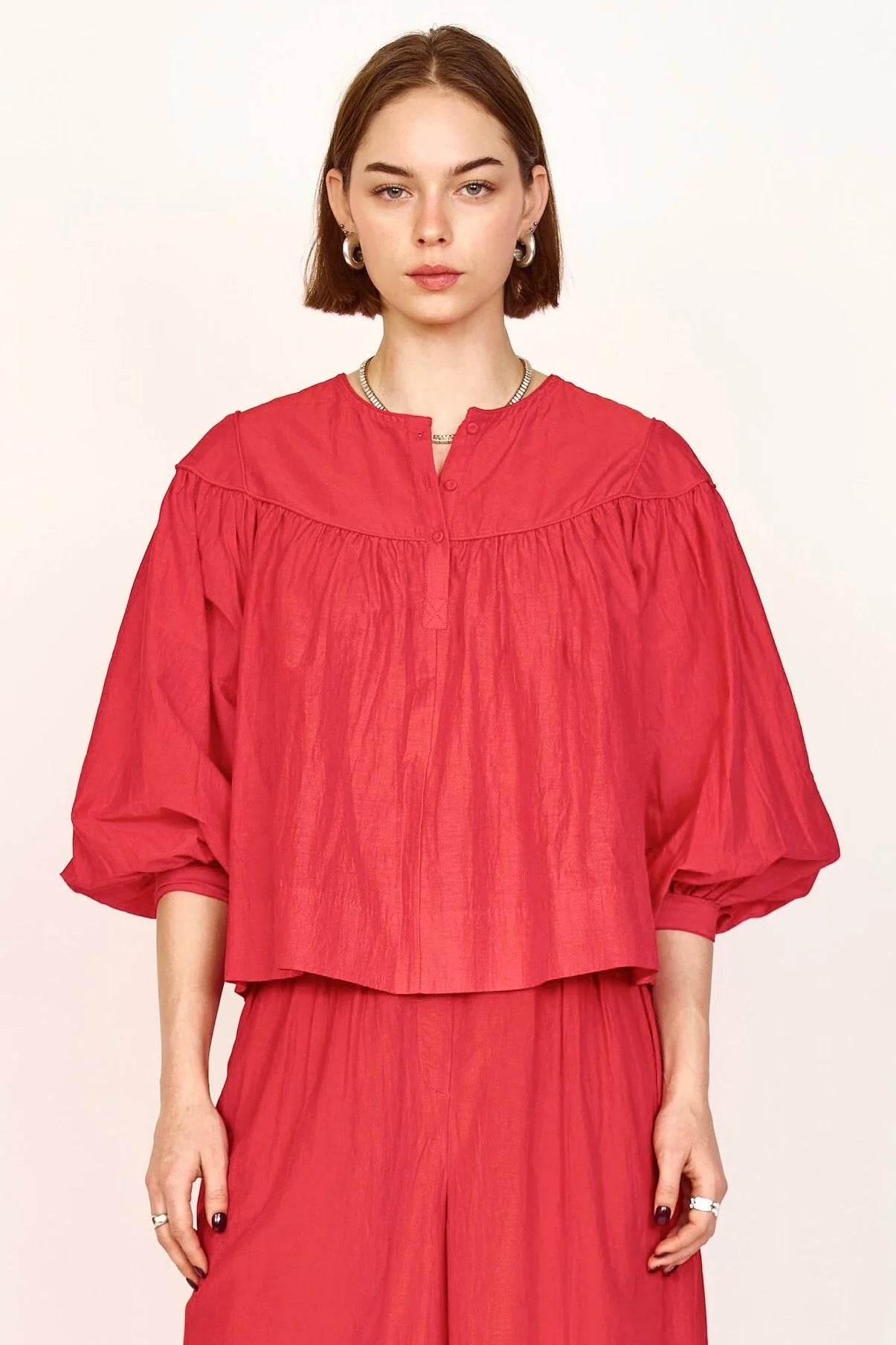 Mirth Oslo Blouse - Women's Stylish Red Blouse for Casual & Office Wear | Trendy Button-Up Shirt for Everyday Outfits & Professional Looks