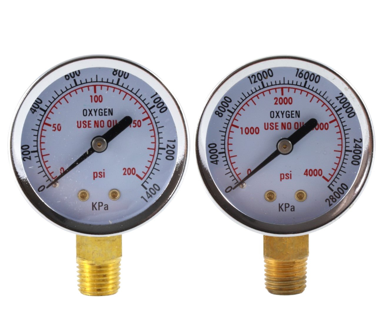 SÜA® Oxygen Regulator Gauges - 2 Inch Low & High Pressure Gauge Set with 1/4