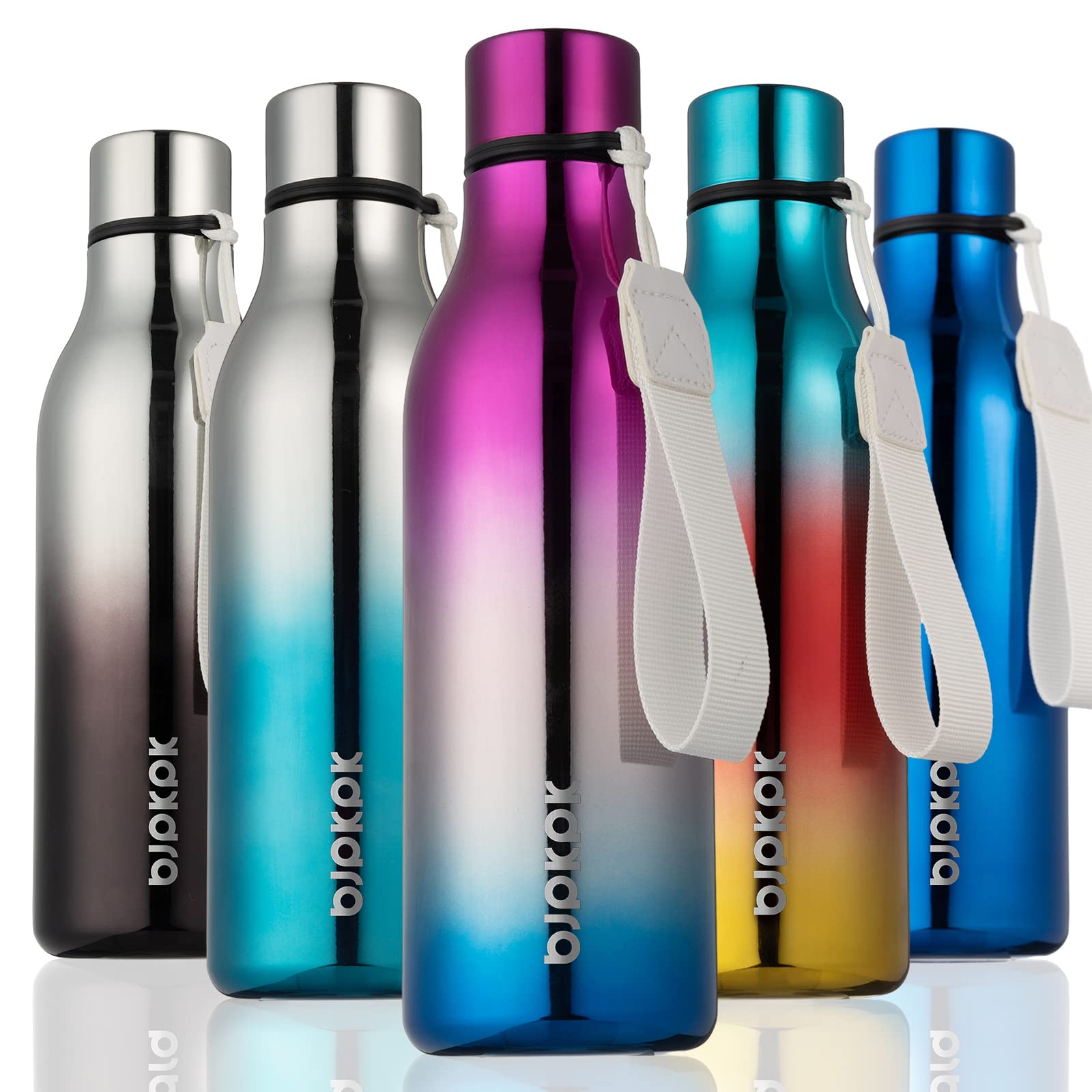 BJPKPK 18oz Insulated Stainless Steel Water Bottle with Strap - BPA Free, Leak Proof Thermos for School, Sports & Travel - Keeps Drinks Hot/Cold for Hours - Perfect for Hiking, Gym & Outdoor Adventures