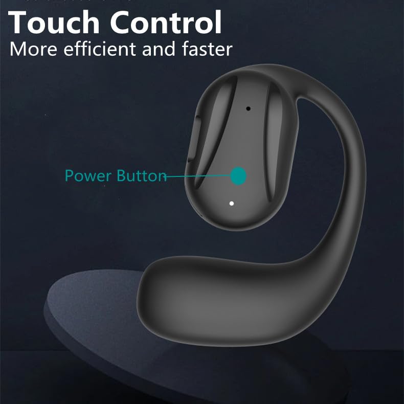 Single Open Ear Wireless Bluetooth Headphones - 16H Playtime, Bluetooth 5.2, IPX5 Waterproof, Secure Earhook Design for Sports & Driving (Left Ear, Black) - Perfect for Running, Cycling, Gym Workouts & Hands-Free Calls