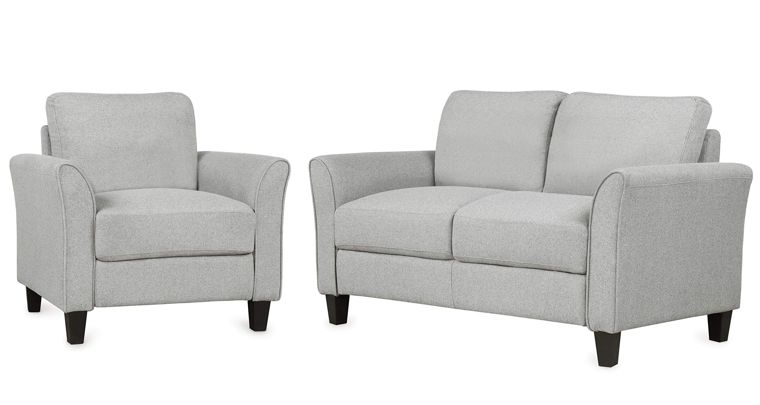 Danxee 2-Piece Sectional Sofa Set with Loveseat and Armchair - Modern Living Room Furniture in Light Grey | Perfect for Small Spaces, Apartments & Cozy Family Gatherings