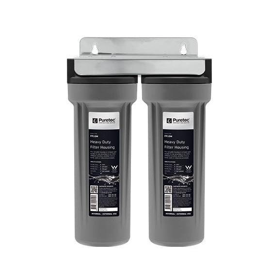 Puretec CD13 Series Twin Undersink Water Filter System - 38 LPM (10 GPM) High Flow - Removes Chlorine, Sediment & Bad Taste - Perfect for Kitchen, RV & Office Drinking Water