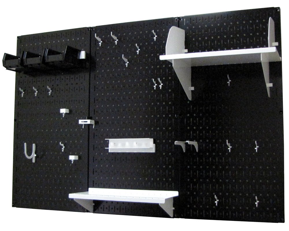 Wall Control 4 ft. Metal Pegboard Organizer - Heavy Duty Tool Storage Kit with Black Toolboard & White Accessories | Garage, Workshop & DIY Tool Organization Solution