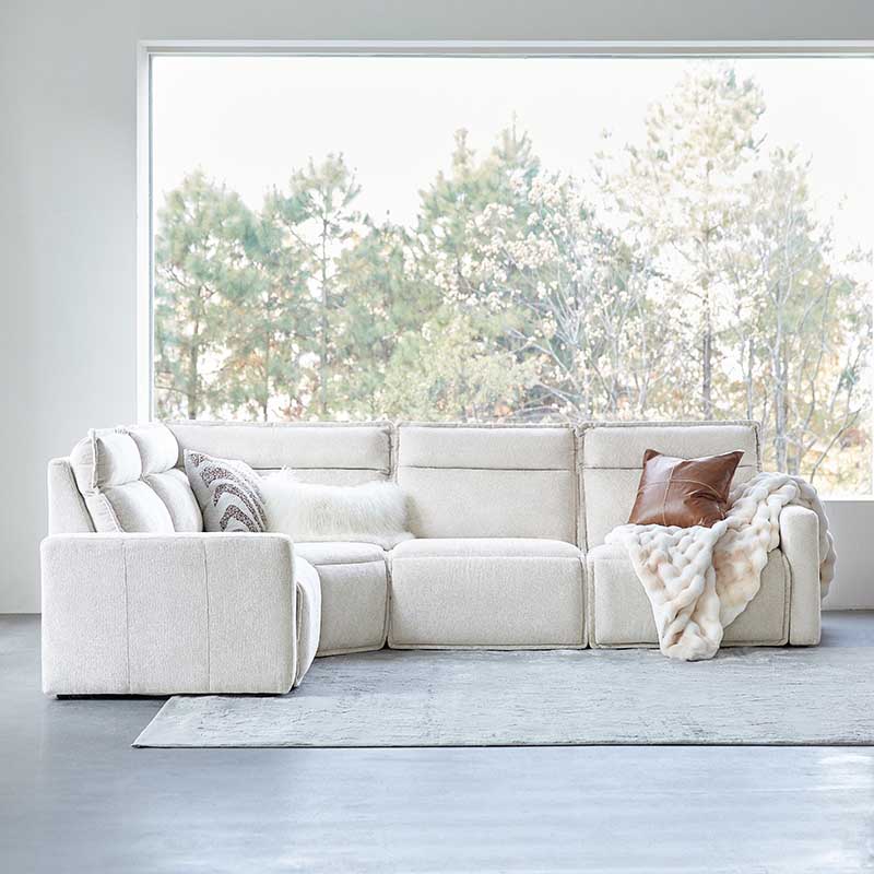 Essentia Power Reclining Corner Sofa - Easy Care Fabric Sectional Couch with USB Charging for Living Room, Home Theater & Family Room Comfort