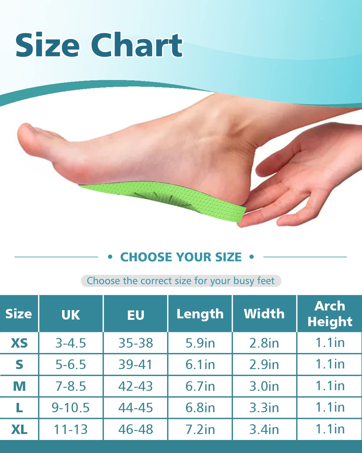 QBK 3/4 Length Orthotic Insoles for Flat Feet - Plantar Fasciitis, Heel Spurs & Foot Pain Relief - Arch Support Inserts for Men & Women (Size: Men 9-10.5/Women 10.5-12) - Perfect for Running, Walking & Everyday Comfort