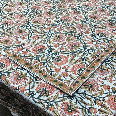 Sarah Peach Tablecloth - Elegant & Durable Cotton Table Cover for Dining, Parties & Home Decor