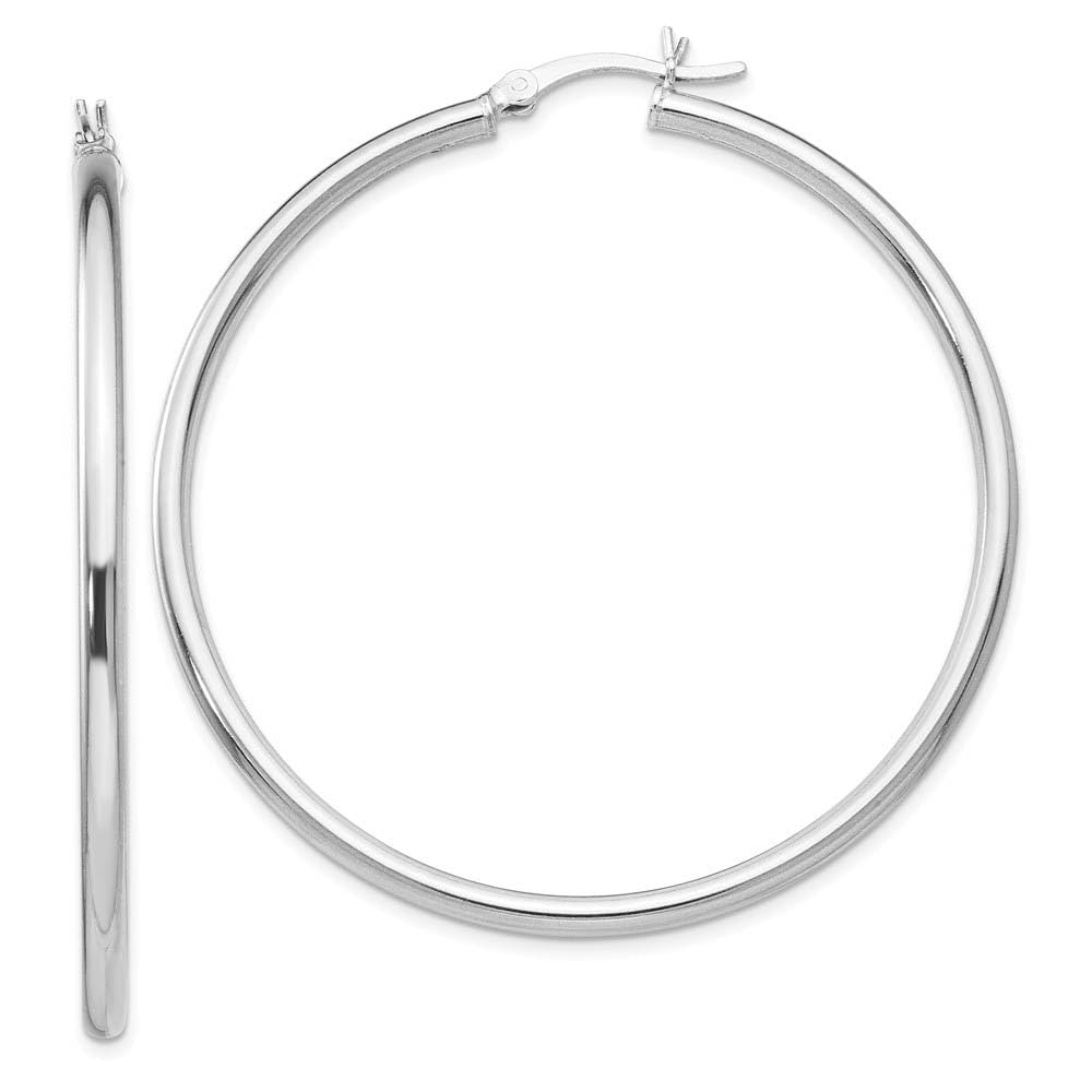 The Black Bow 2.5mm Polished Sterling Silver Round Hoop Earrings, 52mm (2 in) – Perfect for Everyday Wear and Special Occasions