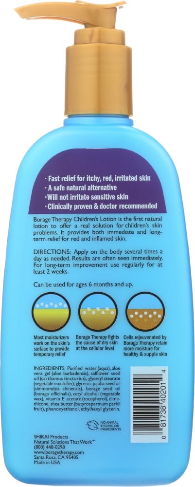 Shikai Borage Lotion for Kids - Natural Moisturizing Cream for Children's Sensitive Skin - Perfect for Daily Hydration & Eczema Relief