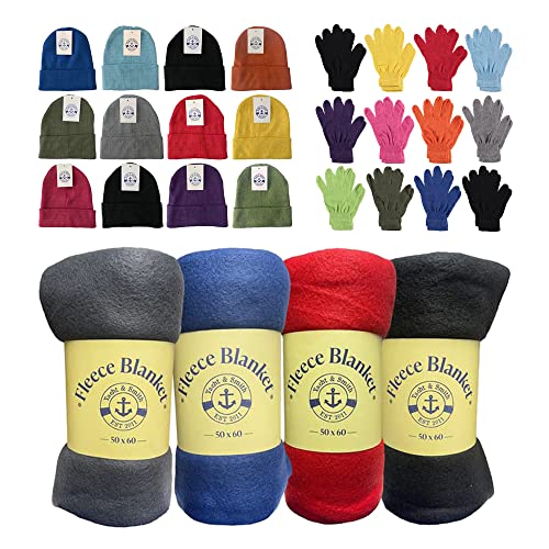 36 Pack Blankets + Bright Gloves Hats