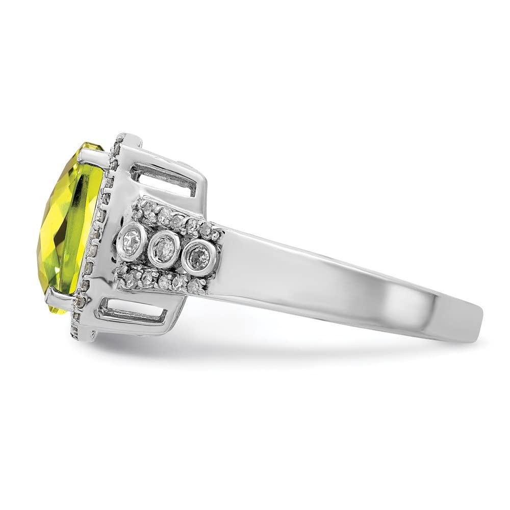 Sterling Silver Diamond & Lemon Quartz Engagement Ring for Women - Size 7 | Wedding, Proposal, Anniversary Gift | Elegant Jewelry for Special Occasions