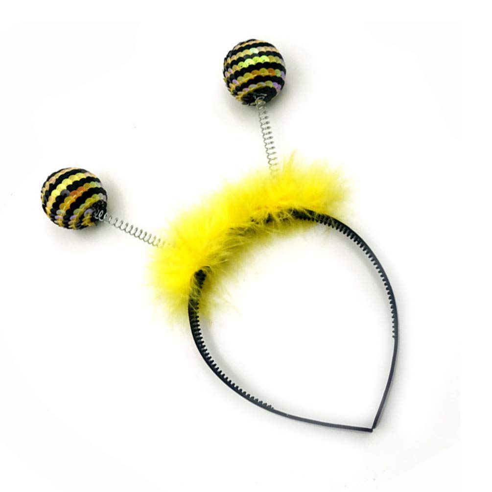 FRCOLOR Christmas Bee Headband - Sequin Feather Hair Hoop for Holiday Cosplay, Party Favors & Festivals (Yellow) | Perfect for Halloween Costumes, Christmas Parties & Themed Events
