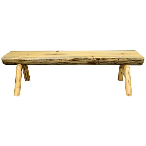 Rustic Half Log Plank Bench - Natural Wood Outdoor Seating for Garden, Patio, and Backyard Decor - Perfect for Camping, Picnics, and Relaxation
