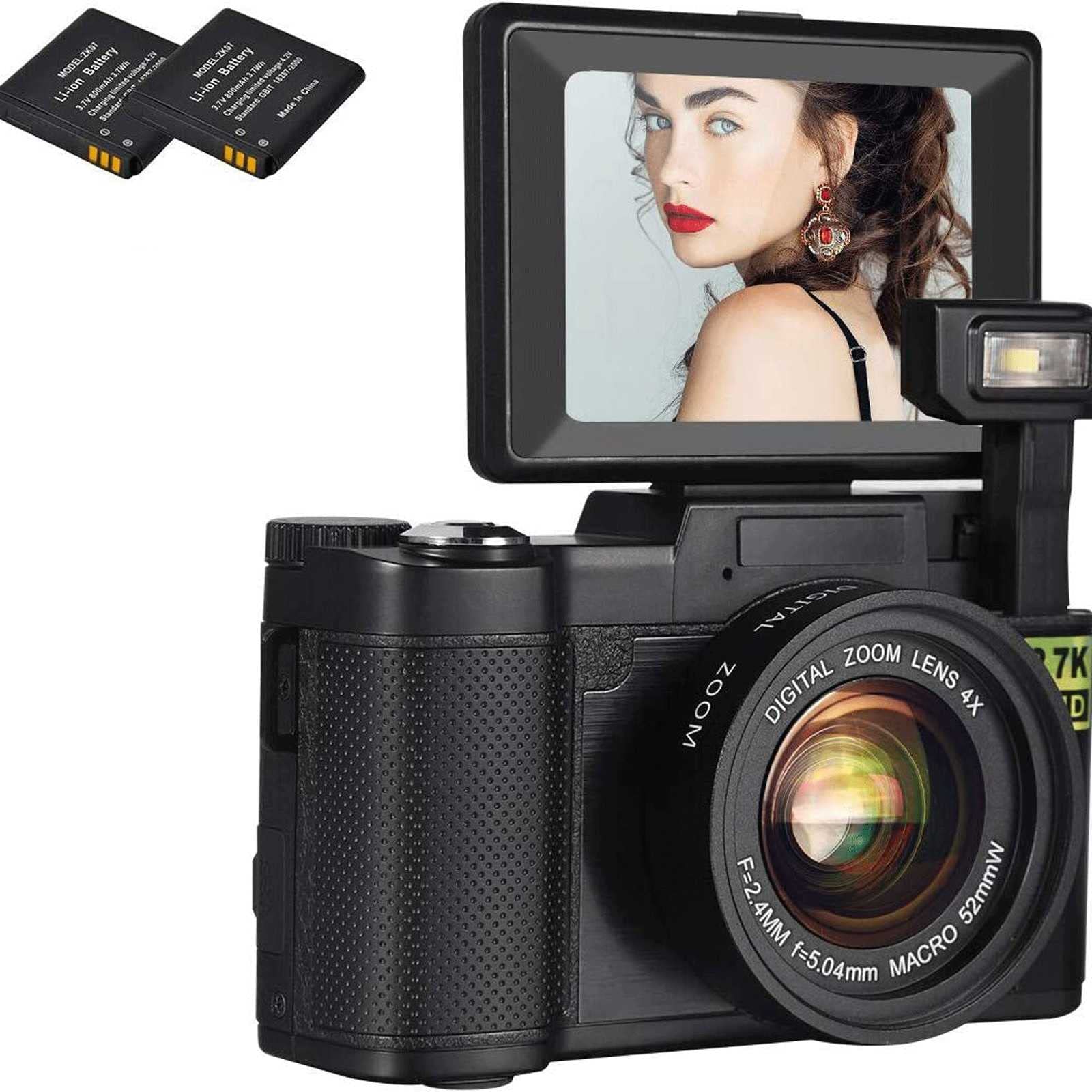 KPENG 2.7K Vlogging Camera with 24MP Ultra HD, 4X Digital Zoom & Built-in Flash - Perfect for YouTube, Travel Photography and Content Creation