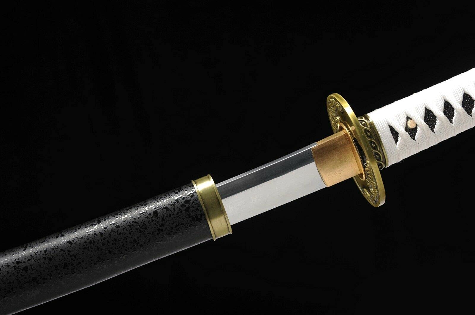 Authentic Japanese Samurai Katana Sword - Handcrafted T-10 High Carbon Steel Clay Tempered Blade with Mirror Polish - Perfect for Martial Arts Training, Cosplay & Collectors Display