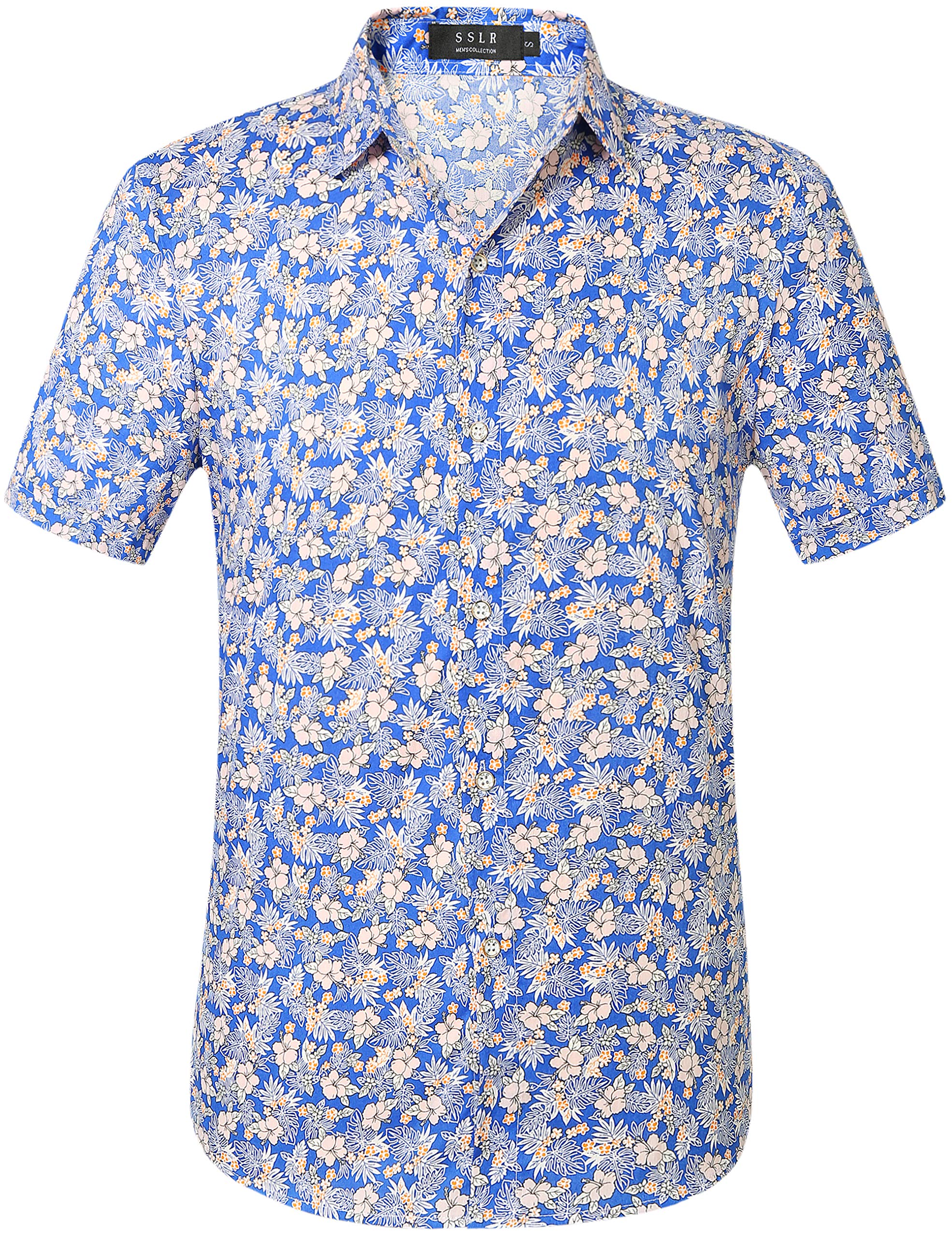 **Men's Hawaiian Shirt - Tropical Floral Short Sleeve Button Down Beach Shirt for Summer Vacation, Luau Party & Casual Outings**