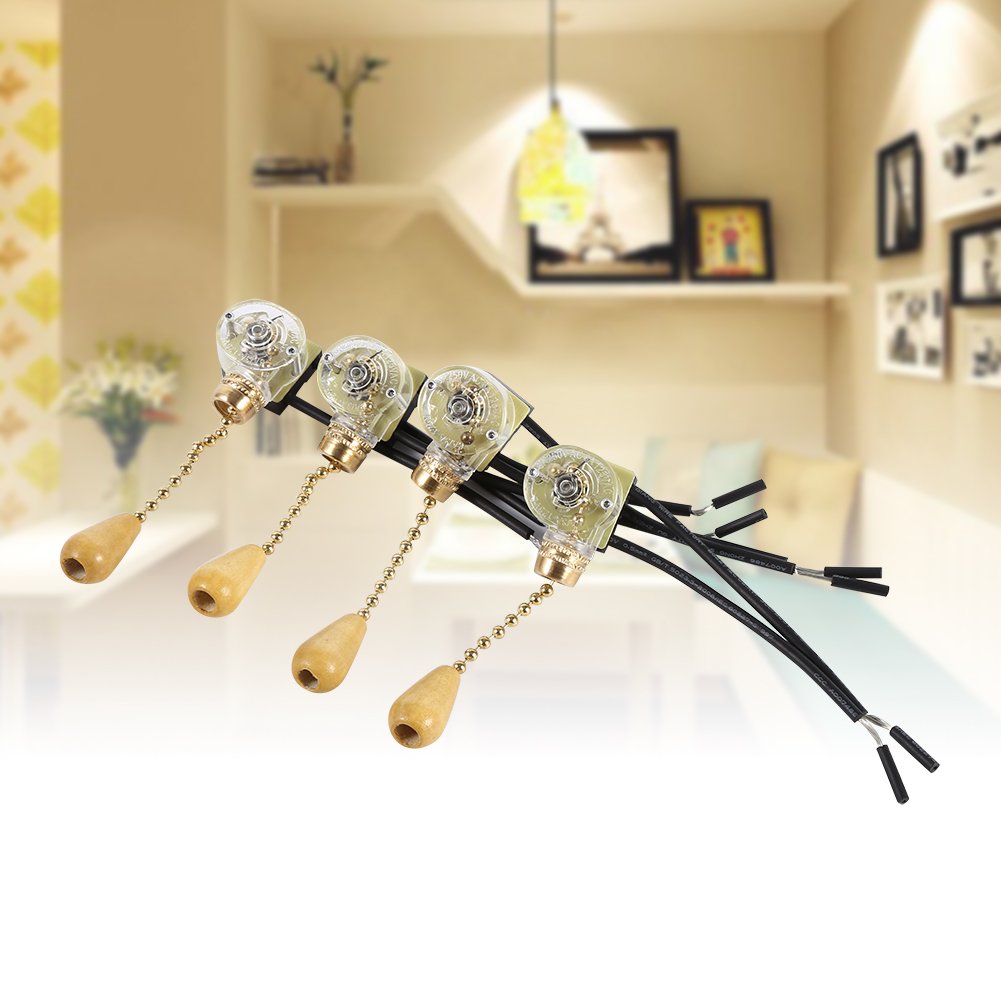 Neufday 4Pcs Universal Ceiling Fan Pull Chain Switch - 250V/125V Wall Light Replacement Cord for Home, Bedroom, Living Room & Office Lighting