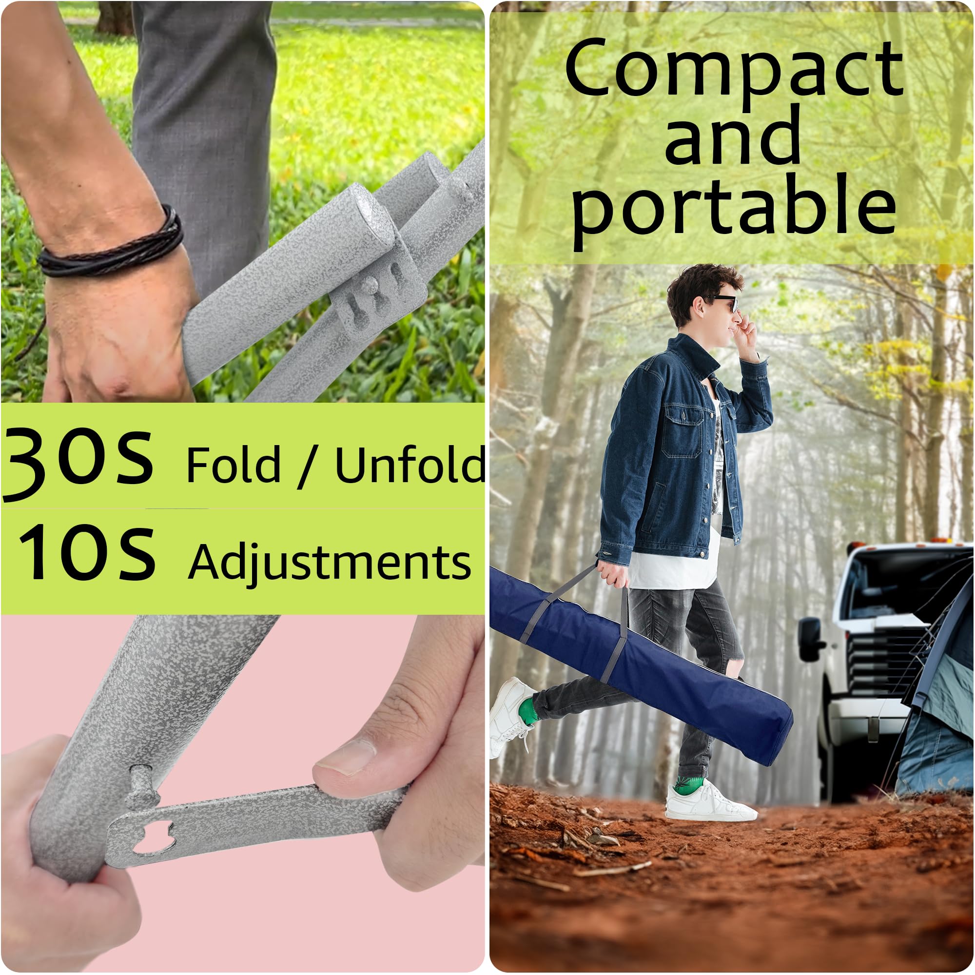 Tranquillo Portable Hammock Stand with Canvas Hammock - Foldable Steel Frame Supports 600 lbs, Includes Spreader Bar - Quick Setup in 30 Seconds (White/Blue) - Perfect for Backyard, Camping & Beach Relaxation