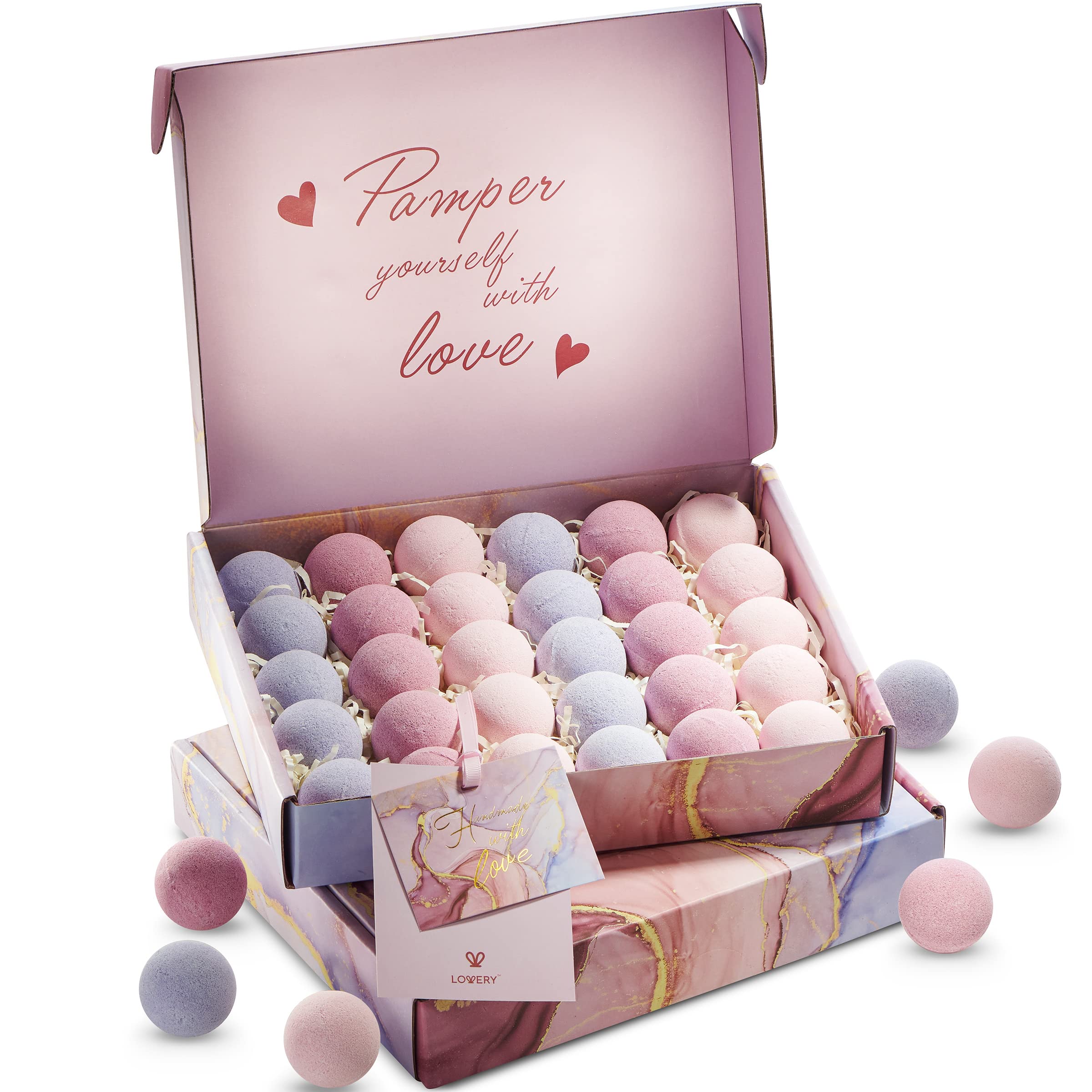 30pc Handmade Marbleized Bath Bombs Gift Set - Multi-Scented Aromatherapy Bubble Fizzies for Women, Men & Mom | Perfect Birthday, Spa & Relaxation Gifts for Her, Him & Parents | Ideal for Self-Care, Stress Relief & Luxury Bath Time