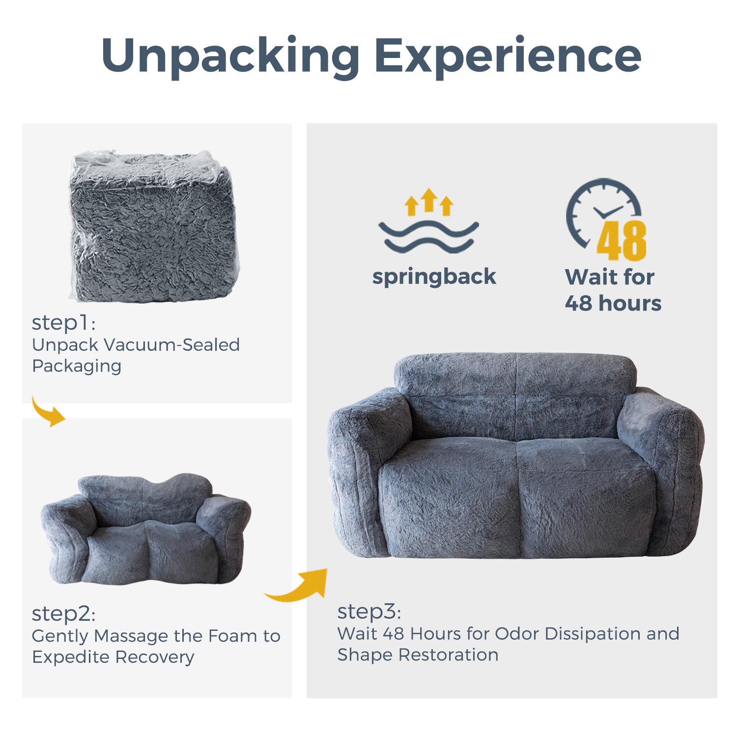 MAXYOYO Giant Bean Bag Chair - Ultra Soft Fluffy Bean Bag Couch for Living Room, Bedroom & Game Room - Dark Grey - Perfect for Relaxing, Lounging & Gaming