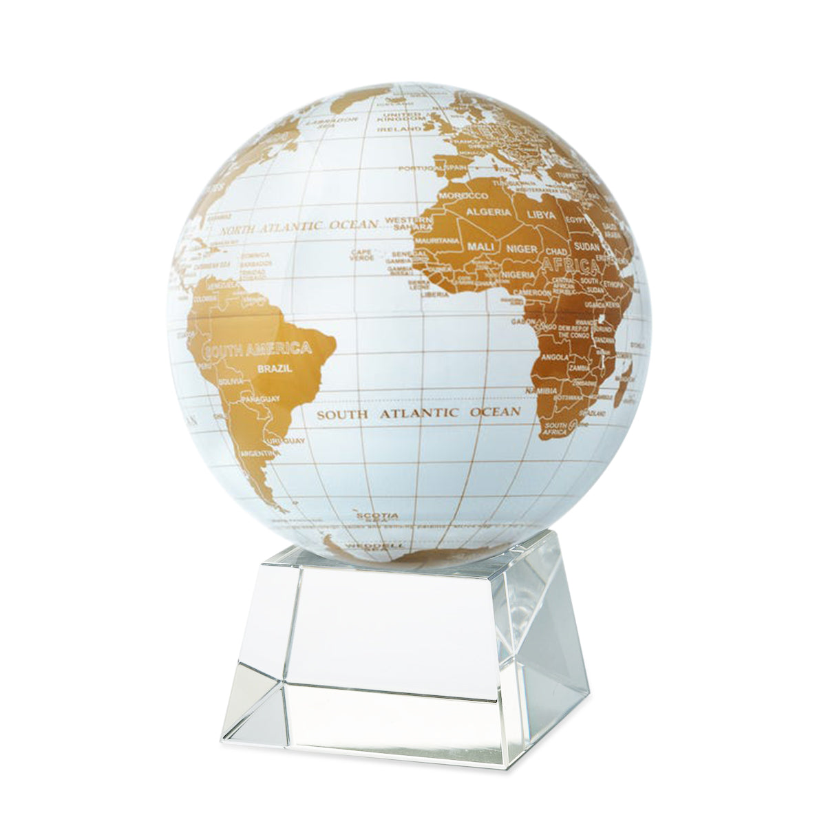 Premium Crystal Base Earth Globe with White Gold Accents - Perfect for Home Decor, Office Display & Educational Gifts