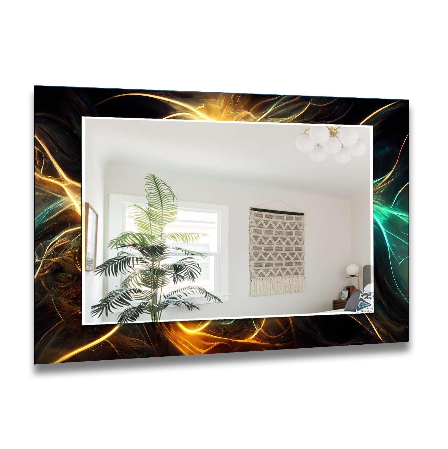 Modern Abstract Electric Lines Wall Mirror - Sleek Contemporary Decor for Living Room, Bedroom, or Entryway - Perfect for Home & Office Decor