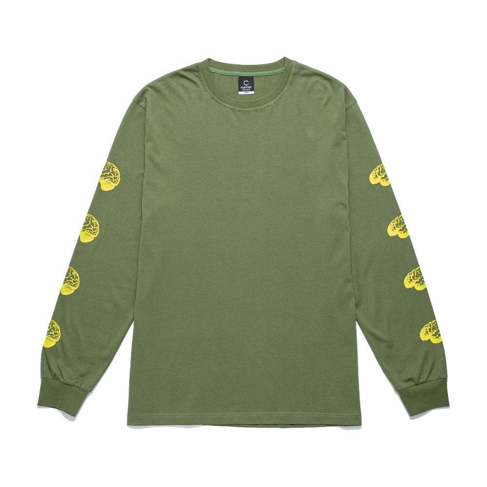 CLOT Brain Long Sleeve T-Shirt for Men - Green Cotton Streetwear Fashion Top - Perfect for Casual Outfits & Urban Street Style