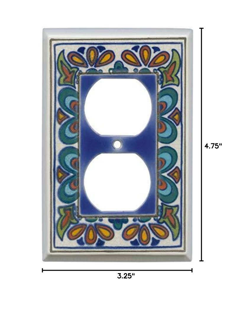 Mediterranean Style Ceramic Outlet Covers - Decorative Wall Plate Covers for Home & Office - Rustic Spanish Kitchen & Bathroom Decor