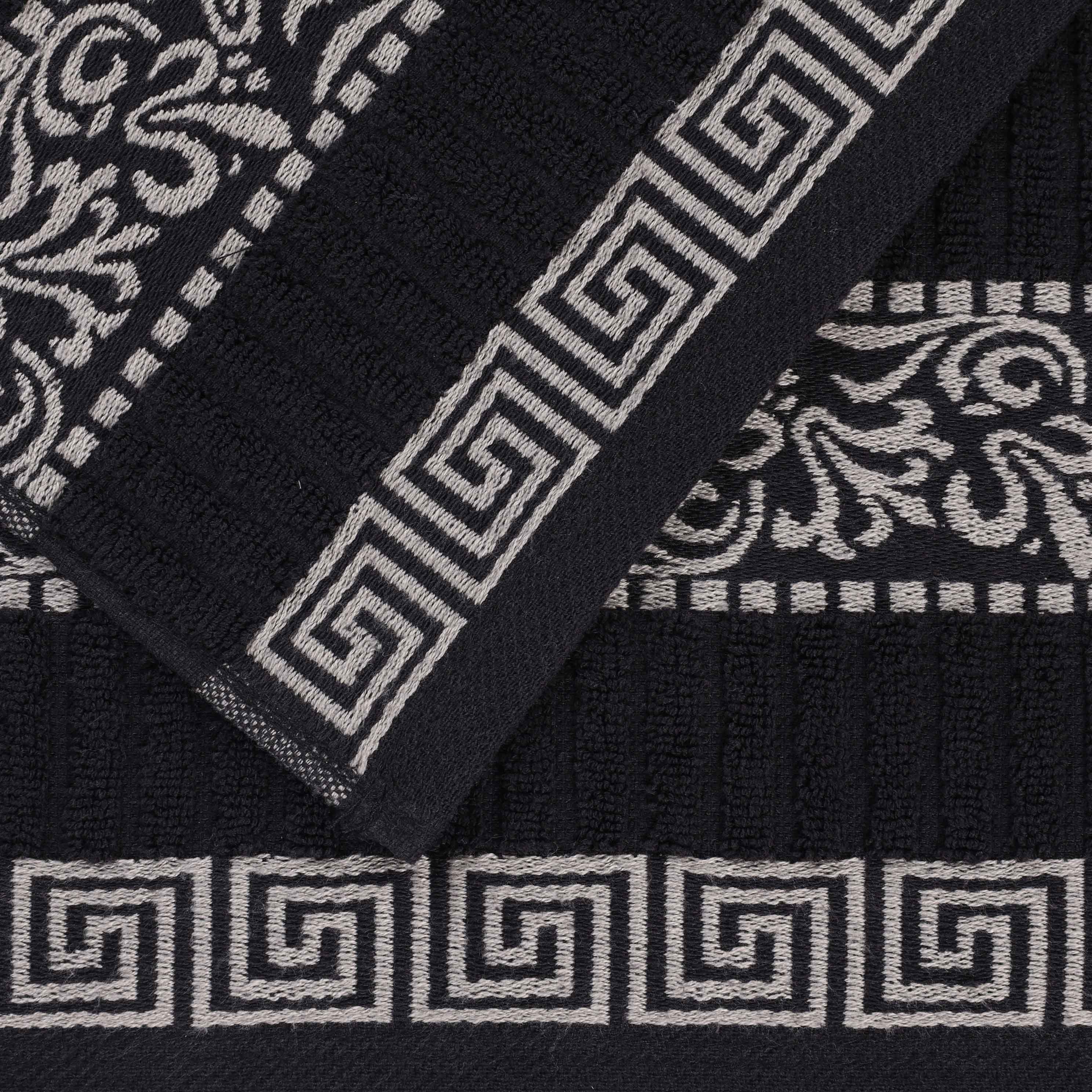 Premium Athens Cotton Greek Scroll & Floral 4-Piece Bath Towel Set - Soft, Absorbent & Quick-Drying for Spa, Bathroom & Beach Use