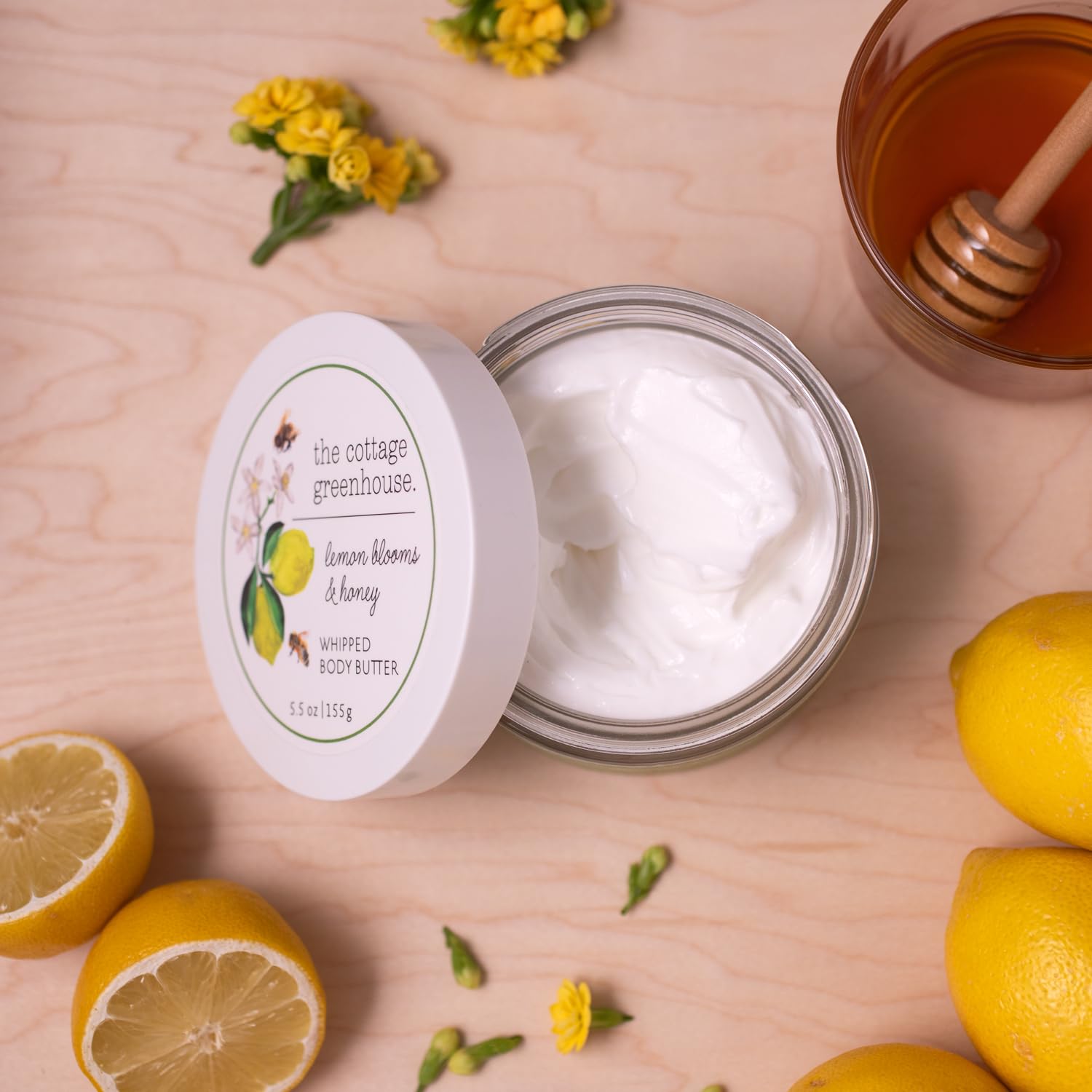 Lemon Blooms & Honey Body Butter - 5.5 oz Shea Butter, Aloe, Honey & Avocado Oil Moisturizer for Women - Hydrating & Smoothing Body Lotion for Dry Skin - Perfect for Daily Use, After Shower & Night Care