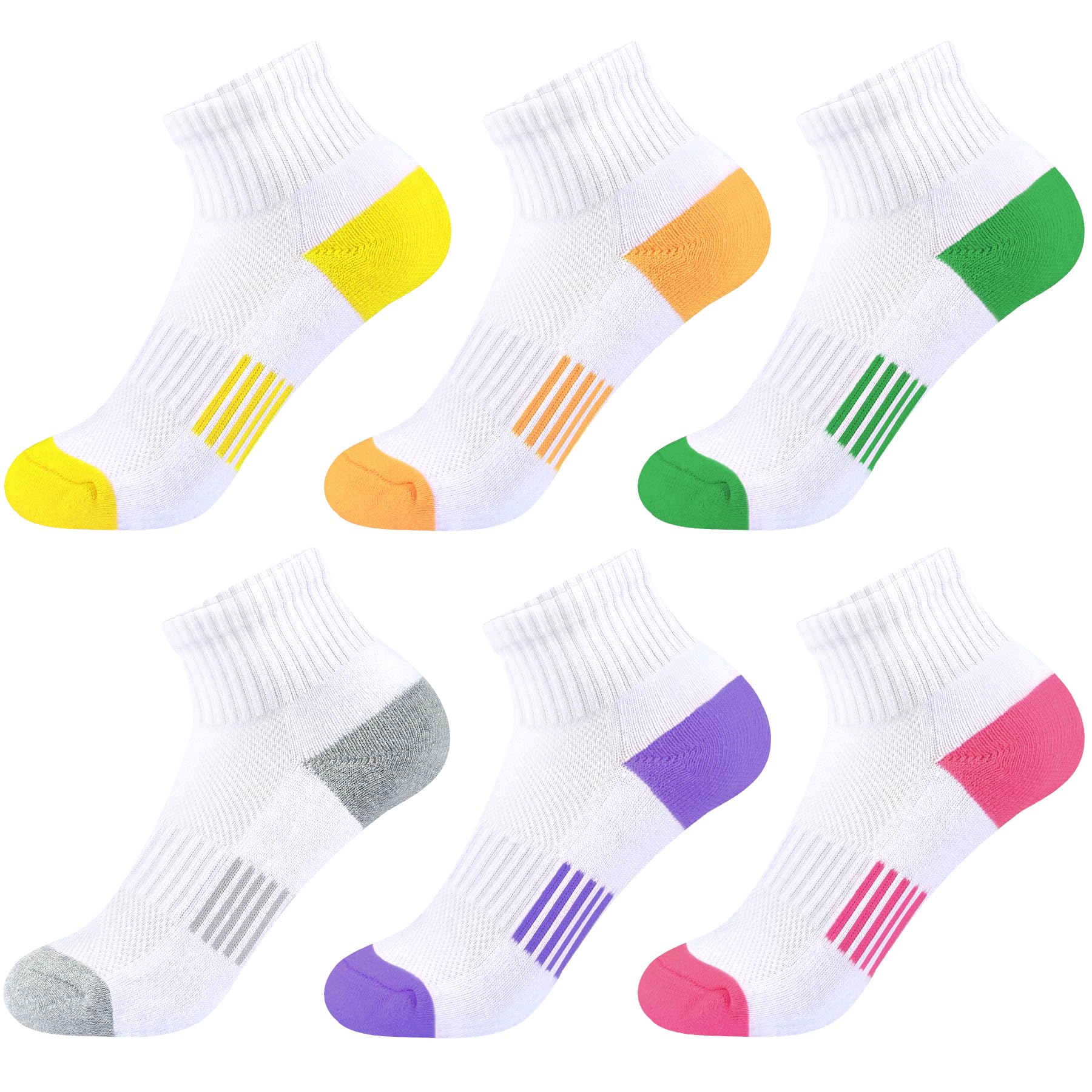 Girls & Boys Athletic Ankle Socks - 6/12 Pairs Cushioned Cotton Quarter Socks for Kids & Youth - Perfect for Sports, Running, School & Daily Activities