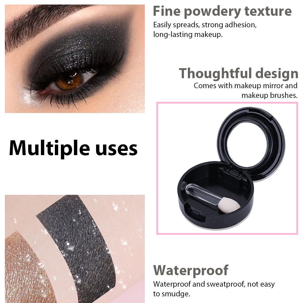 Vegan Black Pressed Powder Eyeshadow with Mirror - Matte Single Eyeshadow for Women, High Pigment, Long Lasting & Waterproof | Perfect for Day to Night Makeup, Natural Look & Intense Color