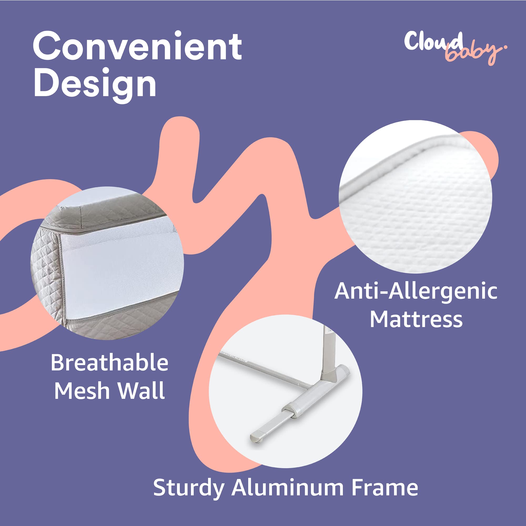 Portable Baby Bassinet for Newborns & Infants - Adjustable Cloud Bedside Crib with Soothing Music & Hanging Mobile - Safe Co-Sleeping Solution for Girls & Boys | Nursery, Bedroom, Travel & On-the-Go Parenting