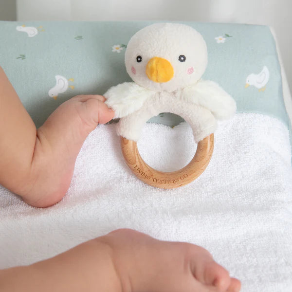 Goosey Goosey Teething Ring & Pacifier Clip Set - Soothing Baby Teether Toy for Infants & Toddlers - Perfect for On-the-Go, Travel, and Everyday Use