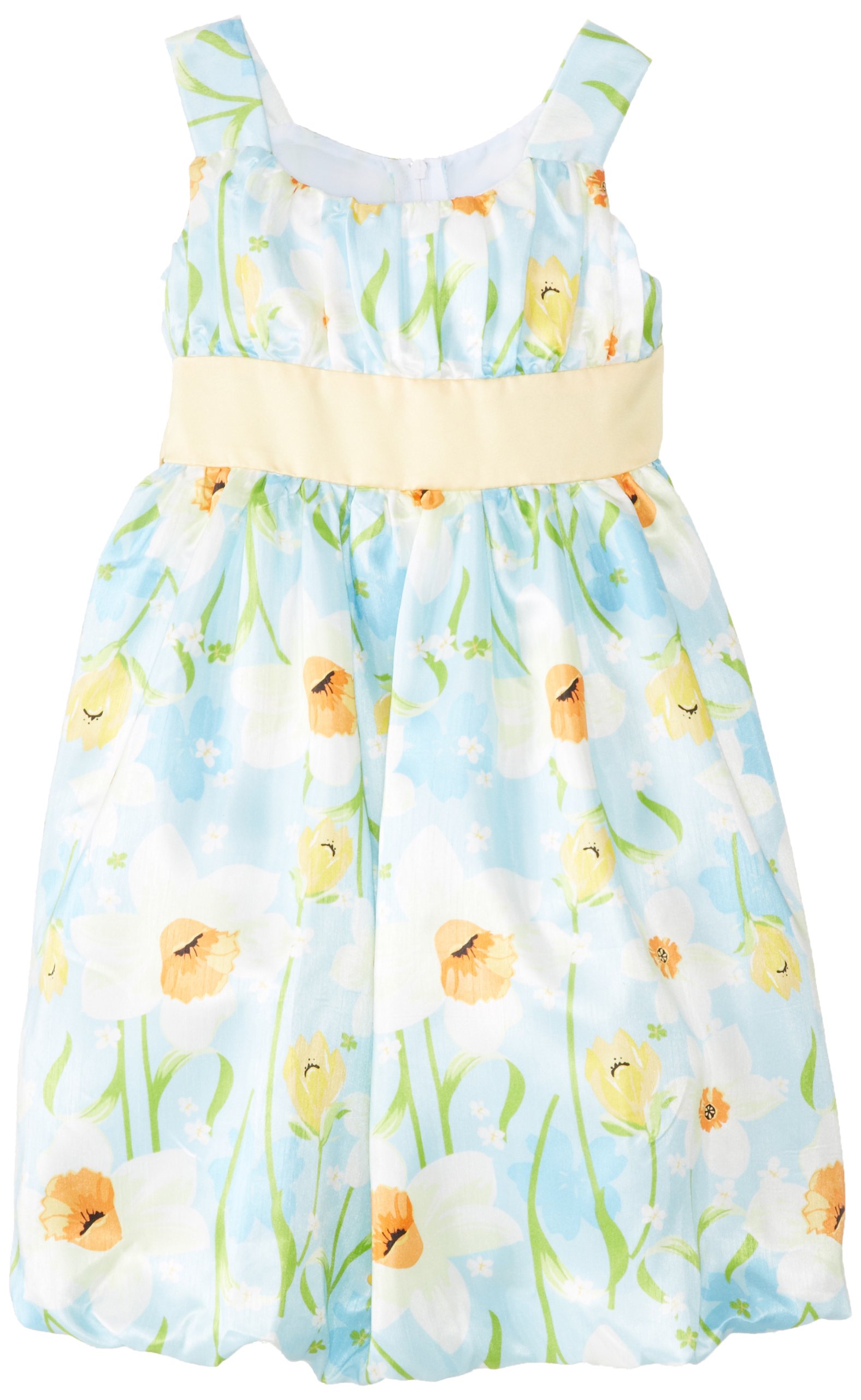 Bonnie Jean Girls' Floral Print Bubble Dress - Shantung Fabric for Special Occasions & Parties
