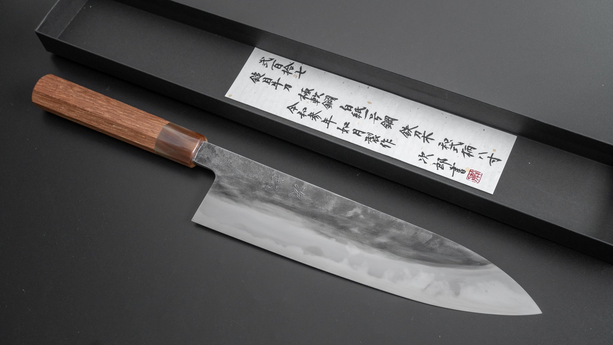 Premium Jiro Tsuchime Wa Gyuto 240mm Japanese Chef Knife with Taihei Tagayasan Handle (#217) - Perfect for Sushi, Meat Slicing & Professional Kitchen Use