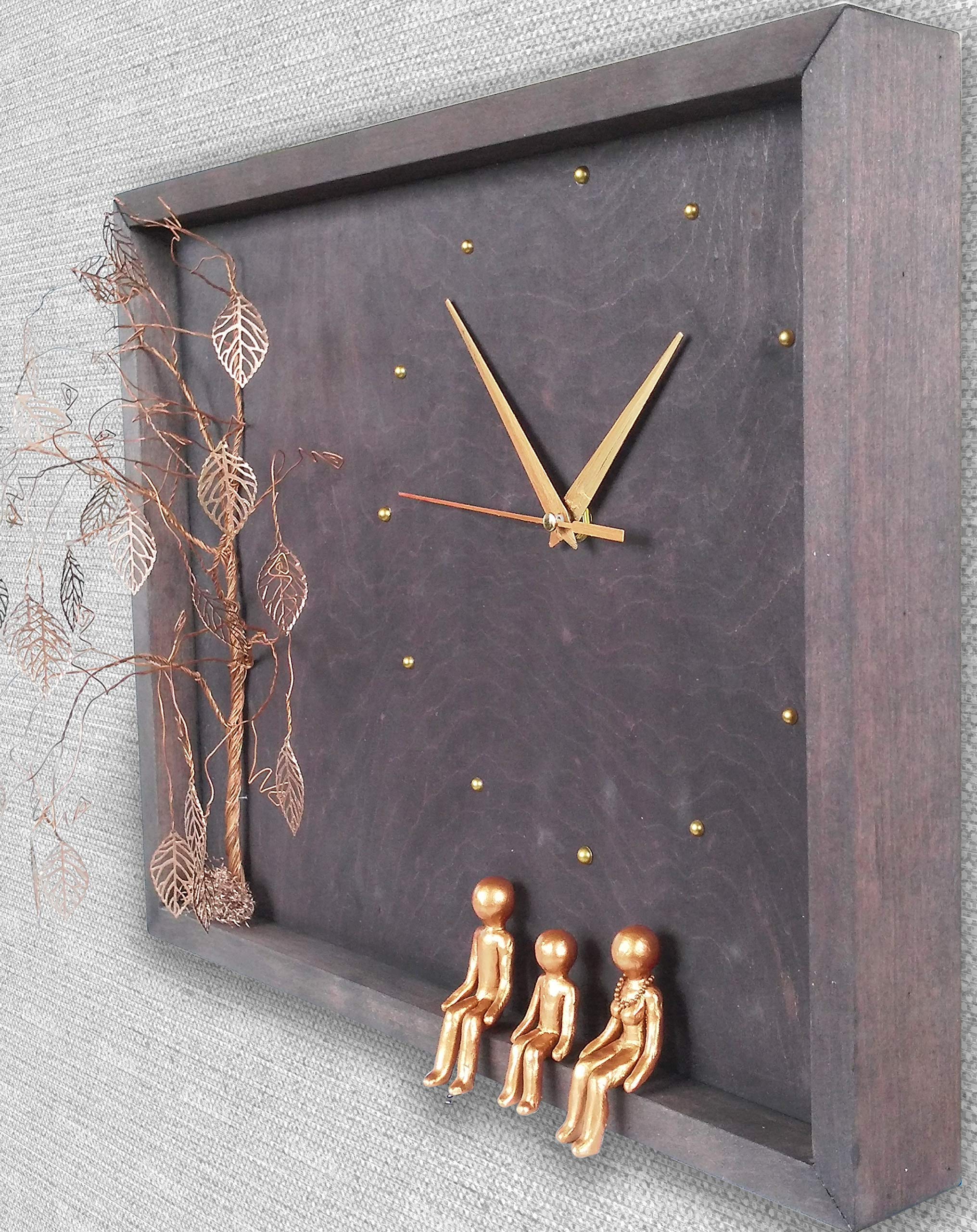 8th 19th 21st Bronze Anniversary Wall Clock - Personalized Wedding Gift for Wife, Husband, Parents & Grandparents - Custom Metal Family Tree Keepsake - Perfect for Home Decor & Special Occasions