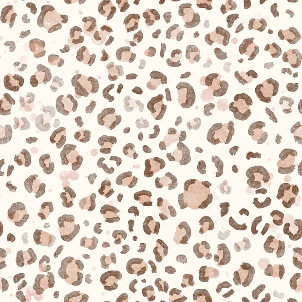 Leopard Print Off White Double Gauze Fabric - Soft & Breathable Material for Dresses, Blouses, and DIY Sewing Projects