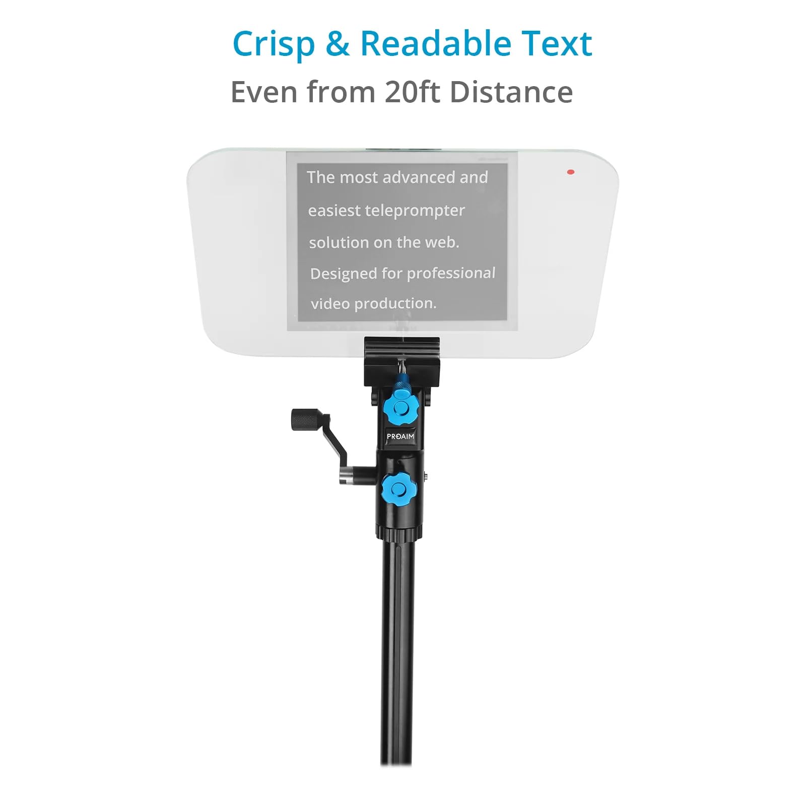 PROAIM Professional Teleprompter Kit with Telescopic Stand & 60/40 Beam Splitter Glass - Compatible with 17
