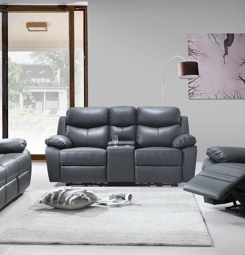 Whitby Power Reclining Loveseat with Console - Leather Match Upholstery, 2 Color Options - Perfect for Living Room, Home Theater & Small Spaces