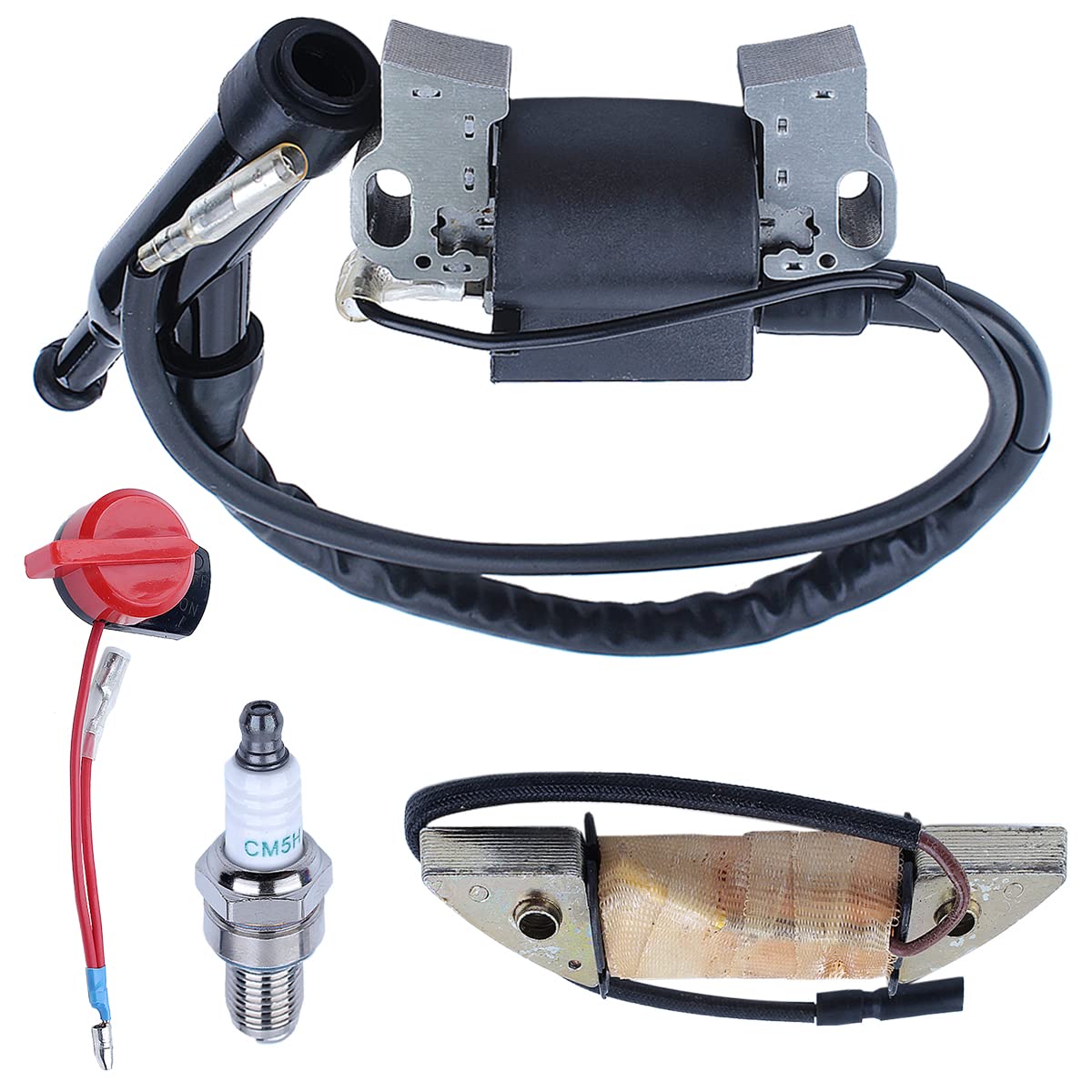 Adefol Ignition Charging Coil Kit for Honda GX340 GX390 11-13HP Lawn Mower Engine - Includes Spark Plug & Stop Switch (30500-ZF6-W02, 30500-ZE2-023, 36100-ZE1-015) - Perfect for Engine Repair & Maintenance