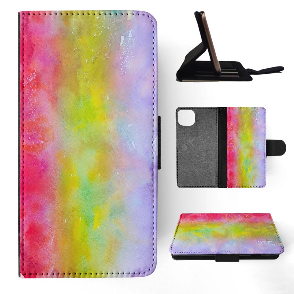 Vibrant Purple Green Red Watercolor Flip Wallet Phone Case for Apple iPhone 15 Plus - Stylish Protection for Everyday Use & Travel