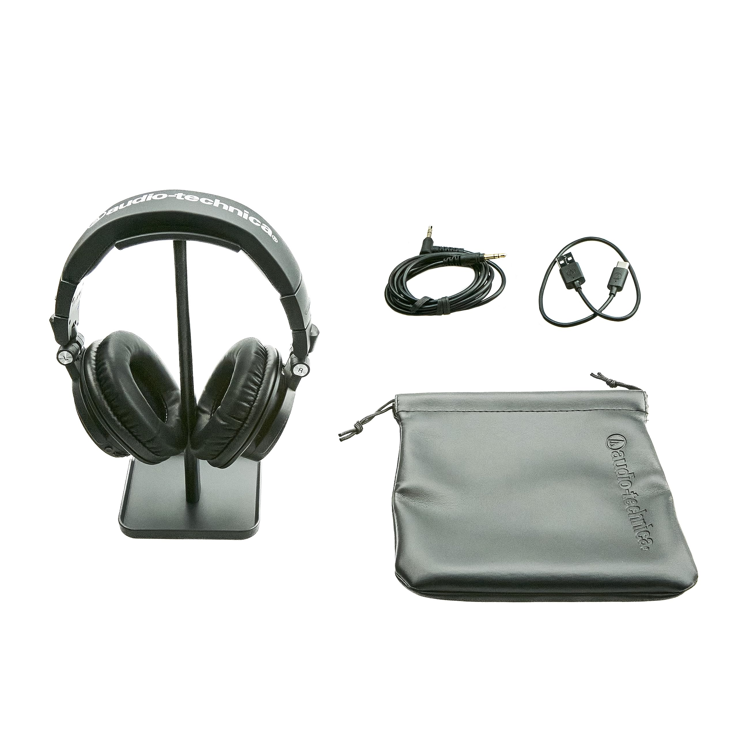 Audio-Technica ATH-M50XBT2 Wireless Bluetooth Over-Ear Headphones with Studio Sound & Beam Forming Technology - Premium Headset Stand Bundle | Perfect for Home Studio, Podcasting & Professional Audio Recording