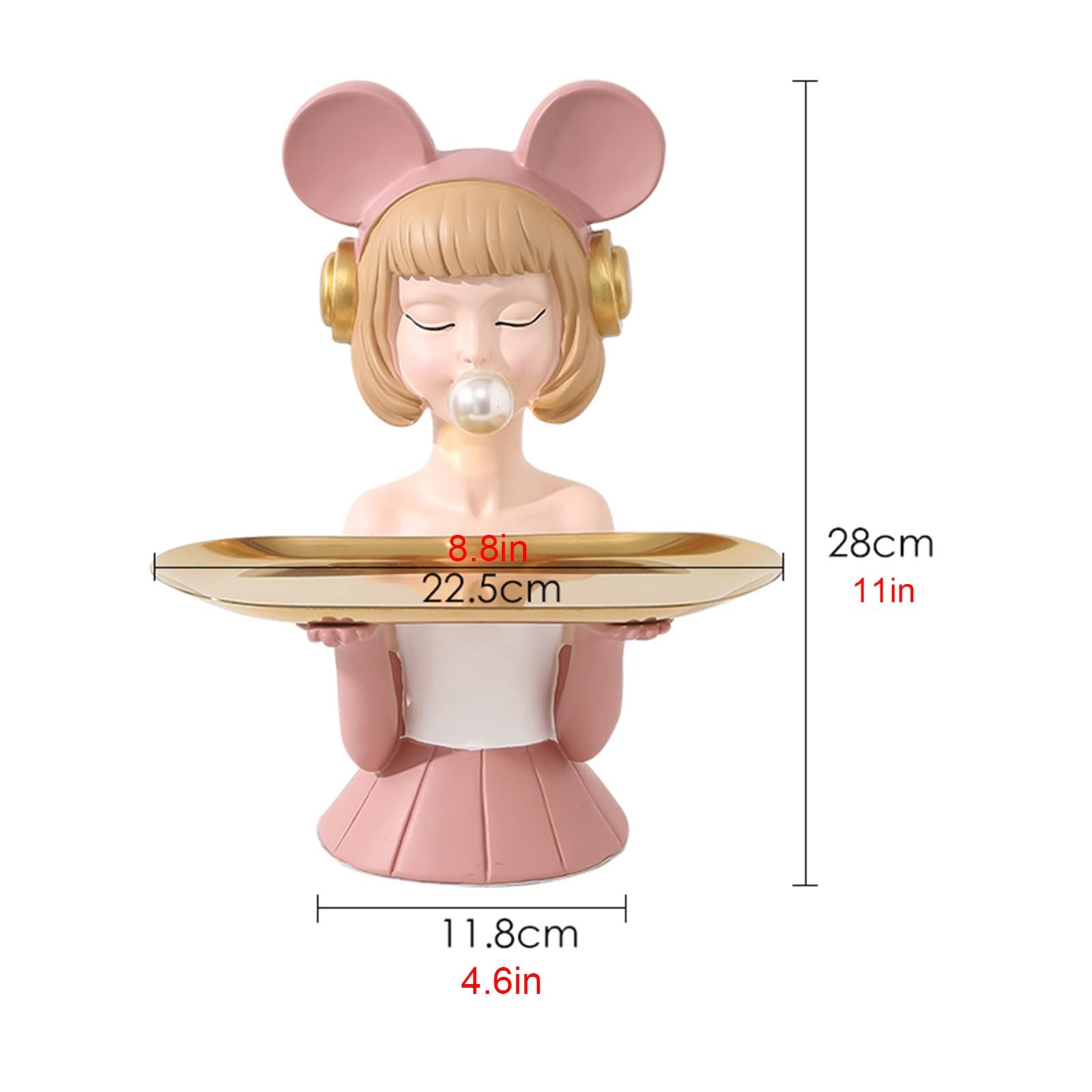 JKGHK Creative Storage Sculpture - Cute Girl Resin Figurine with Storage Tray, Modern Home & Office Desk Decor for Organizing Candy, Keys, Jewelry - Perfect for Bedroom, Living Room & Gift Giving (Green)