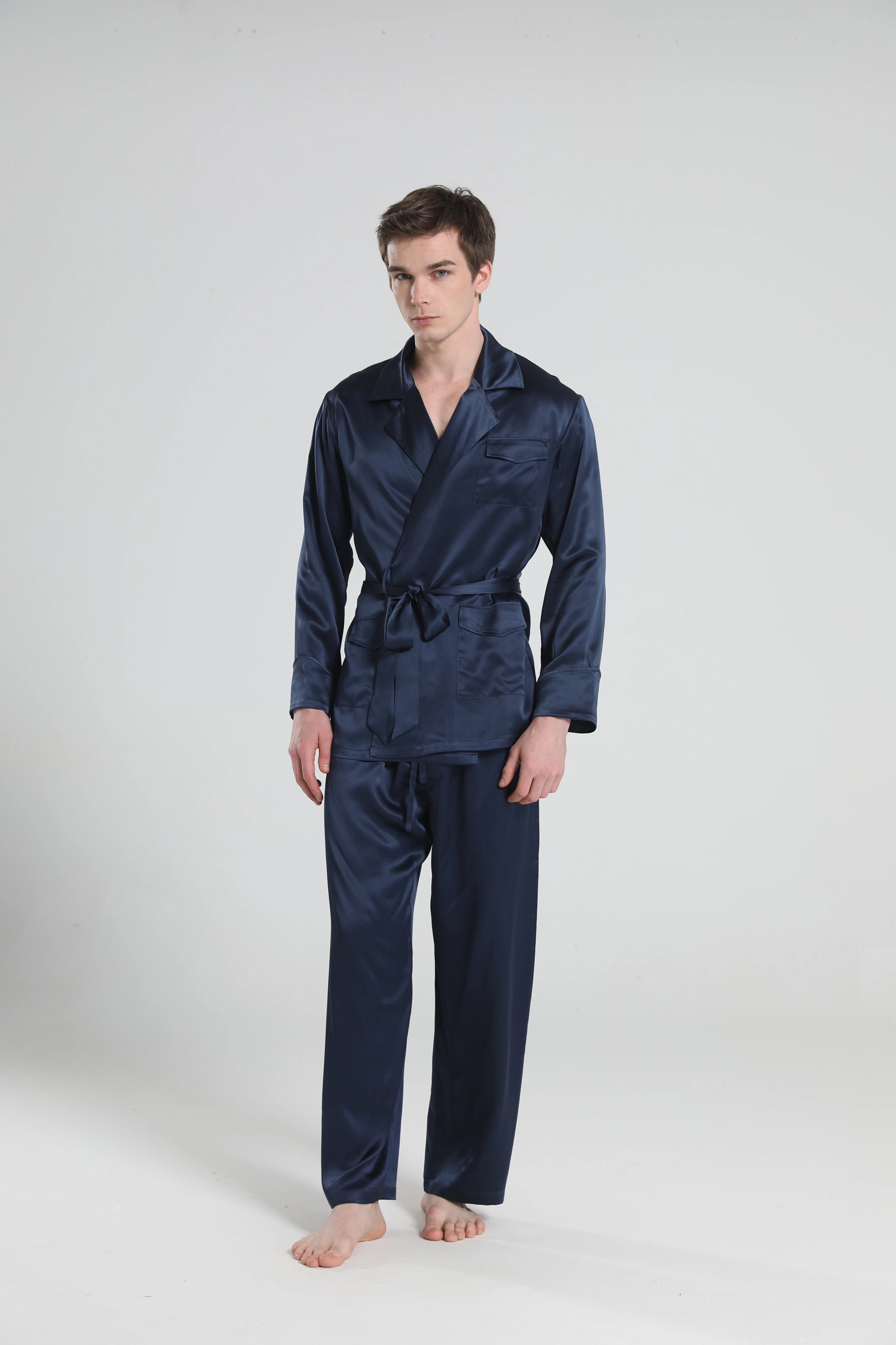 Premium 22 Momme Silk Pajamas for Men - Luxury Sleepwear for Comfort & Style - Perfect for Relaxing at Home, Lounging & Gift Giving