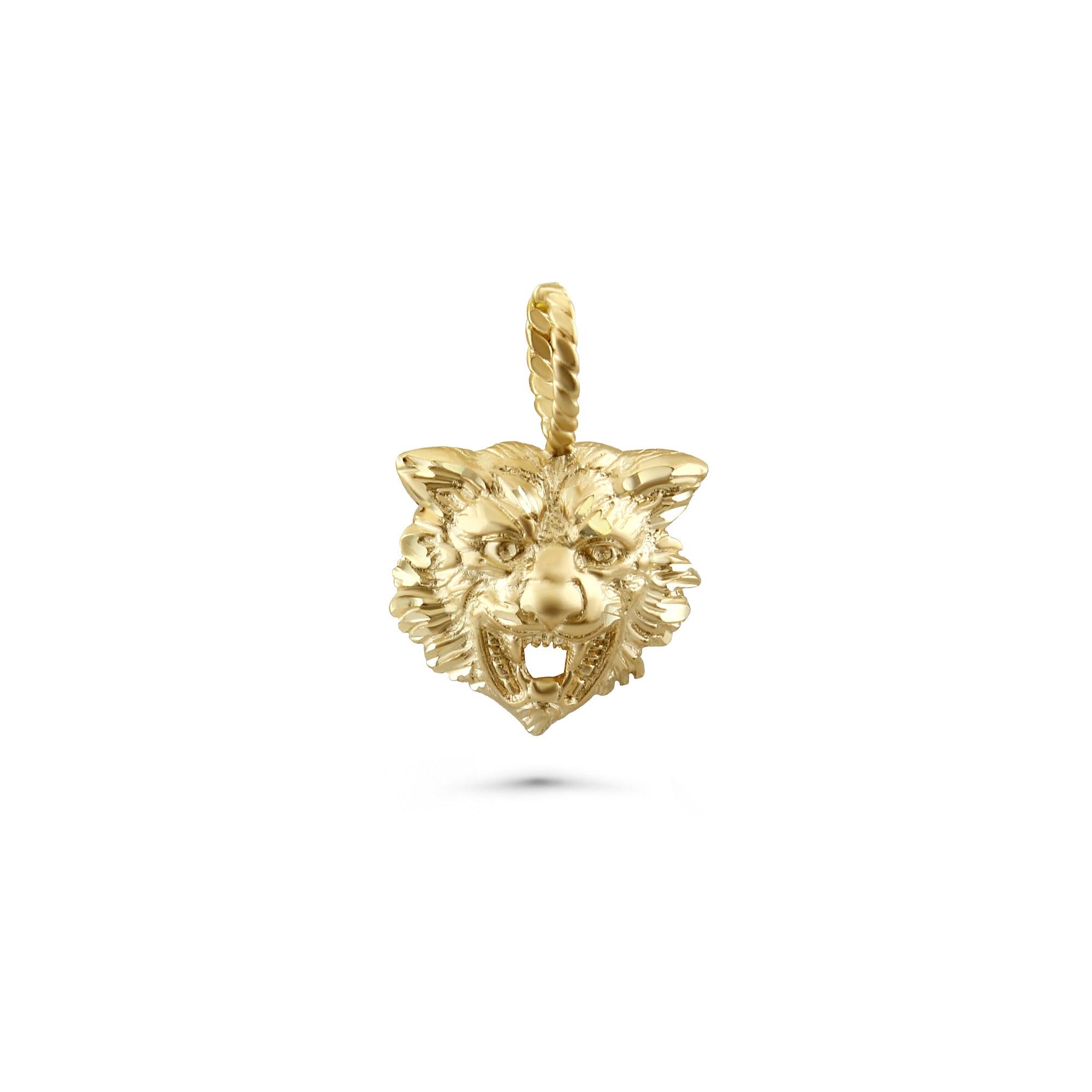 14K Yellow Gold Lion Head Pendant with Diamond Cuts - Elegant Jewelry for Women, Perfect Gift for Birthday, Anniversary & Special Occasions