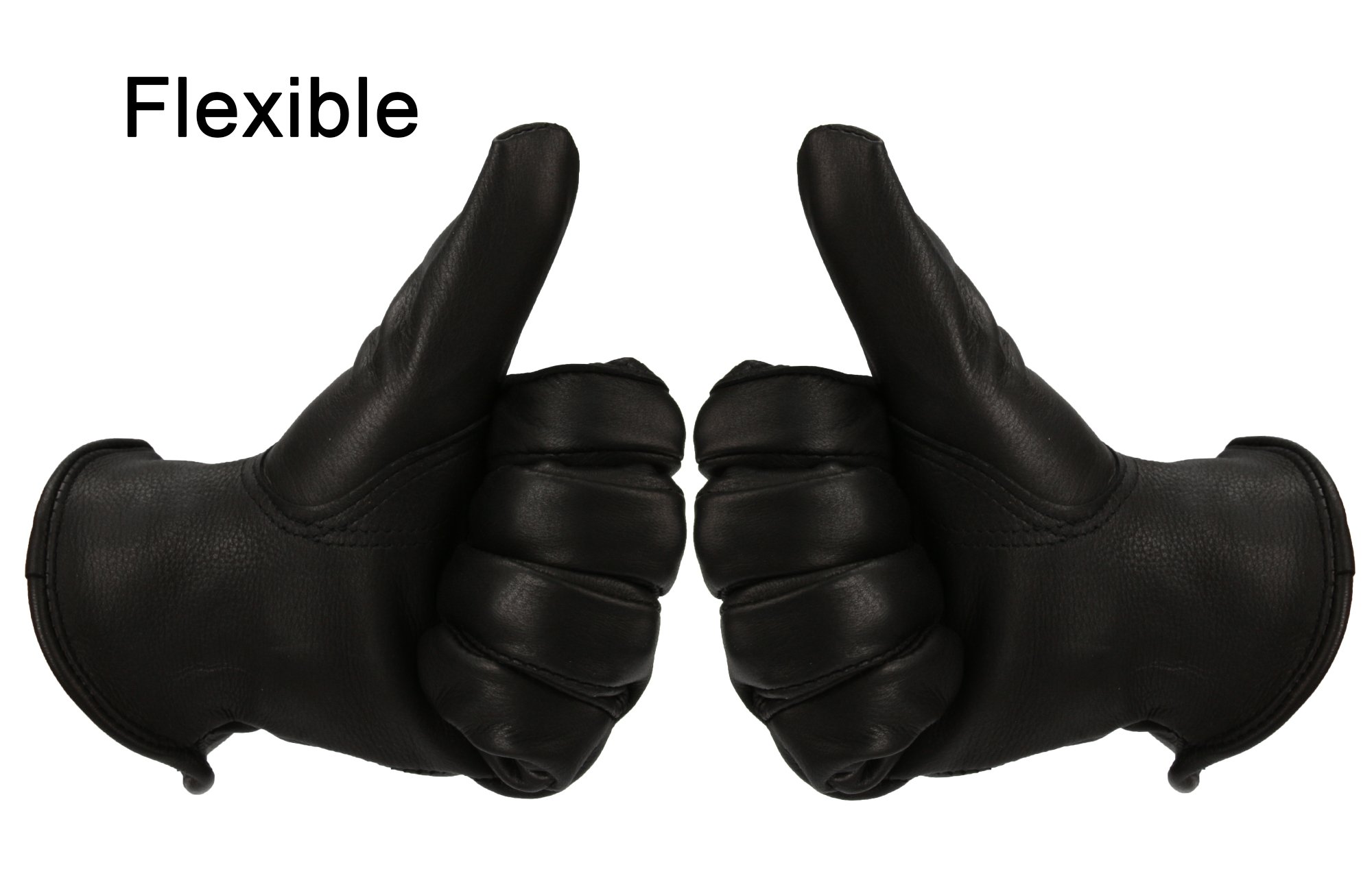 OZERO Men's Work Gloves - Premium Grain Deerskin Leather Shooting Gloves for Hunting, Riding, Driving, Gardening & Yard Work - Durable & Comfortable for Outdoor Activities (Black, Large) | Ideal for Jewelry Polishing, Farm Chores & Tactical Use