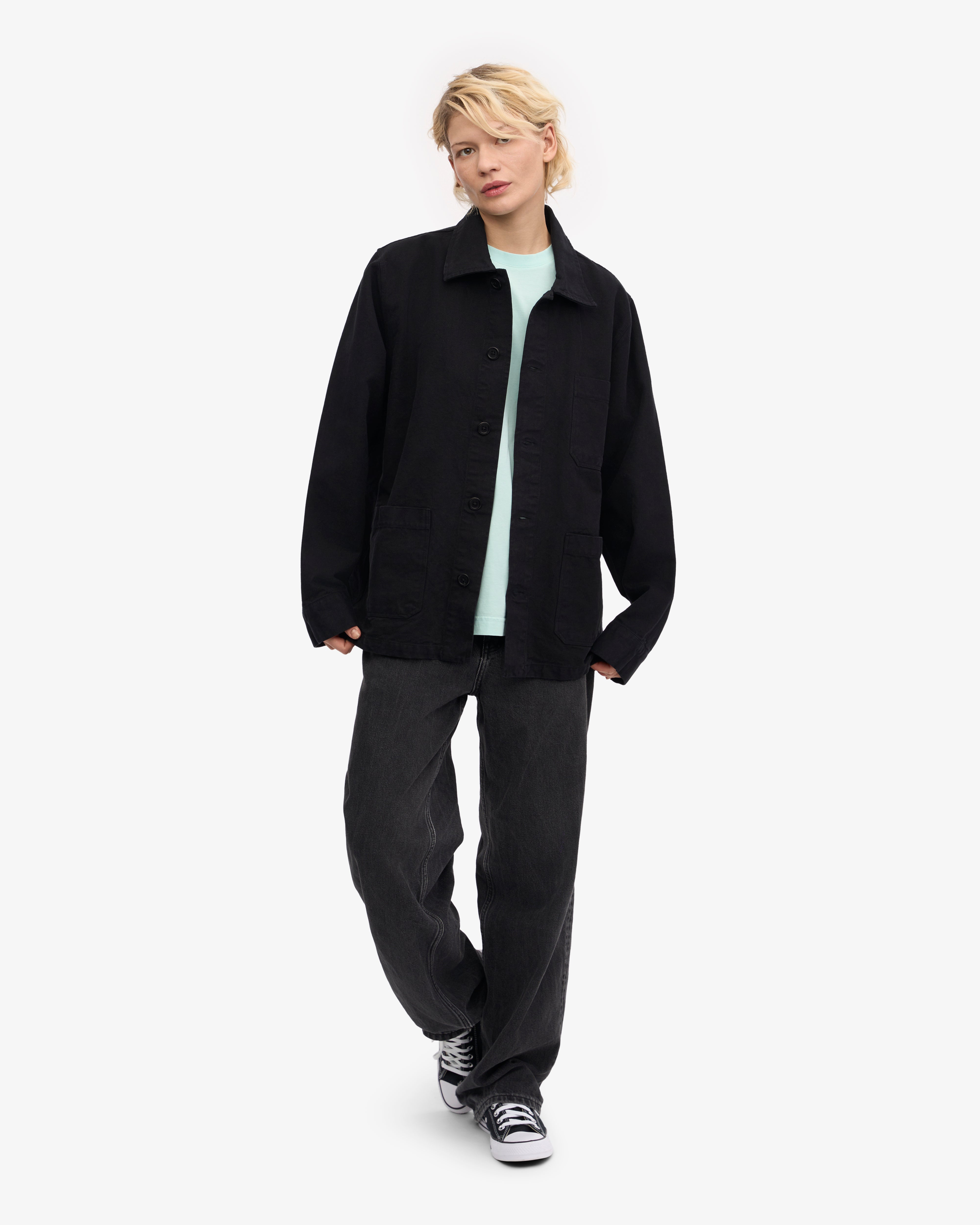 Organic Workwear Jacket for Men & Women | Deep Black | Eco-Friendly Cotton | Durable & Comfortable | Perfect for Outdoor Jobs, Construction & Casual Wear