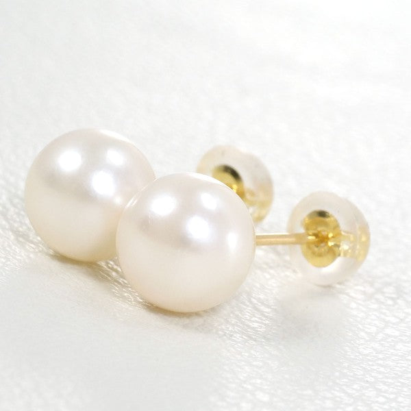 18K Yellow Gold Pearl Earrings for Women - Elegant Stud Earrings with Real Pearls - Perfect for Weddings, Parties & Gifts