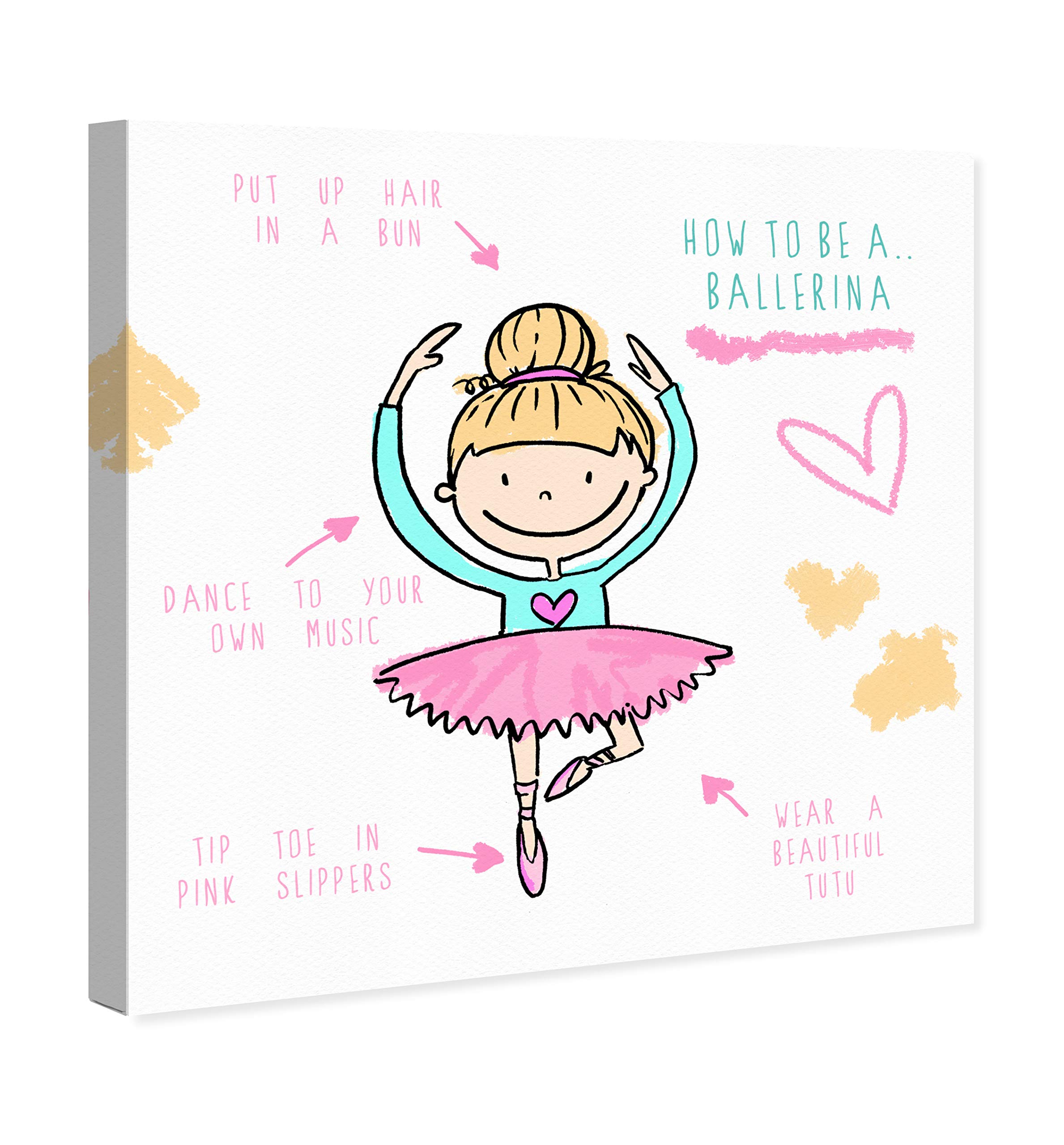 Oliver Gal Artist Co. 'How to Be a Ballerina' Wall Art Canvas Print - 30x30 Inches Pink & Green Home Decor - Perfect for Nursery, Bedroom or Dance Studio Decorations