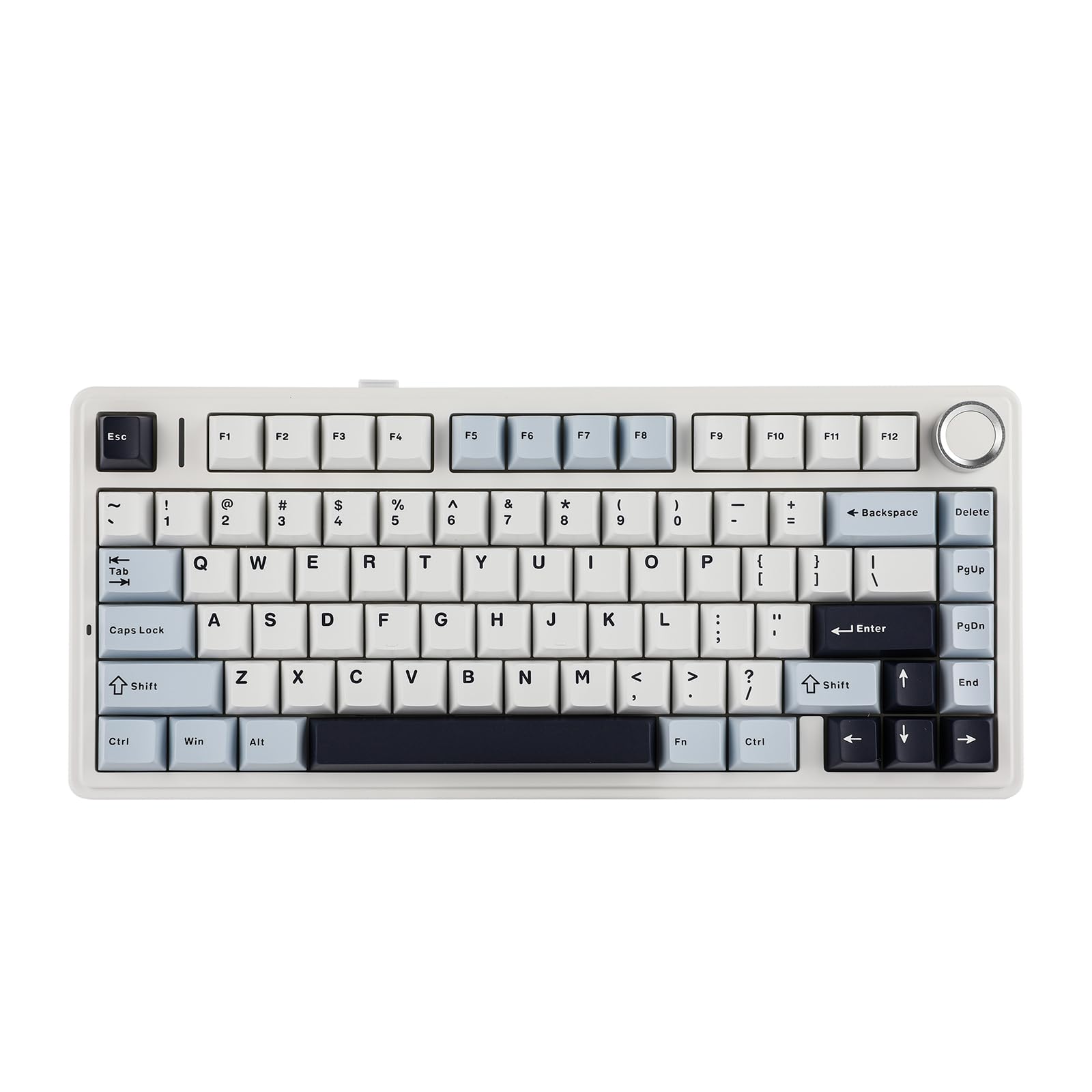 EPOMAKER x Aula F75 75% Wireless Mechanical Keyboard - Hot Swappable Gaming Keyboard with 5-Layer Padding & Knob, Bluetooth/2.4GHz/USB-C, RGB Backlit (Light Blue, Ice Vein Switch) - Perfect for Gaming, Office Work & Typing Enthusiasts